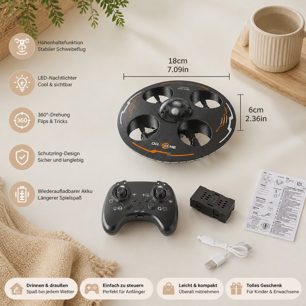 Ferngesteuerte LED-Fliegende-Untertasse-Drohne