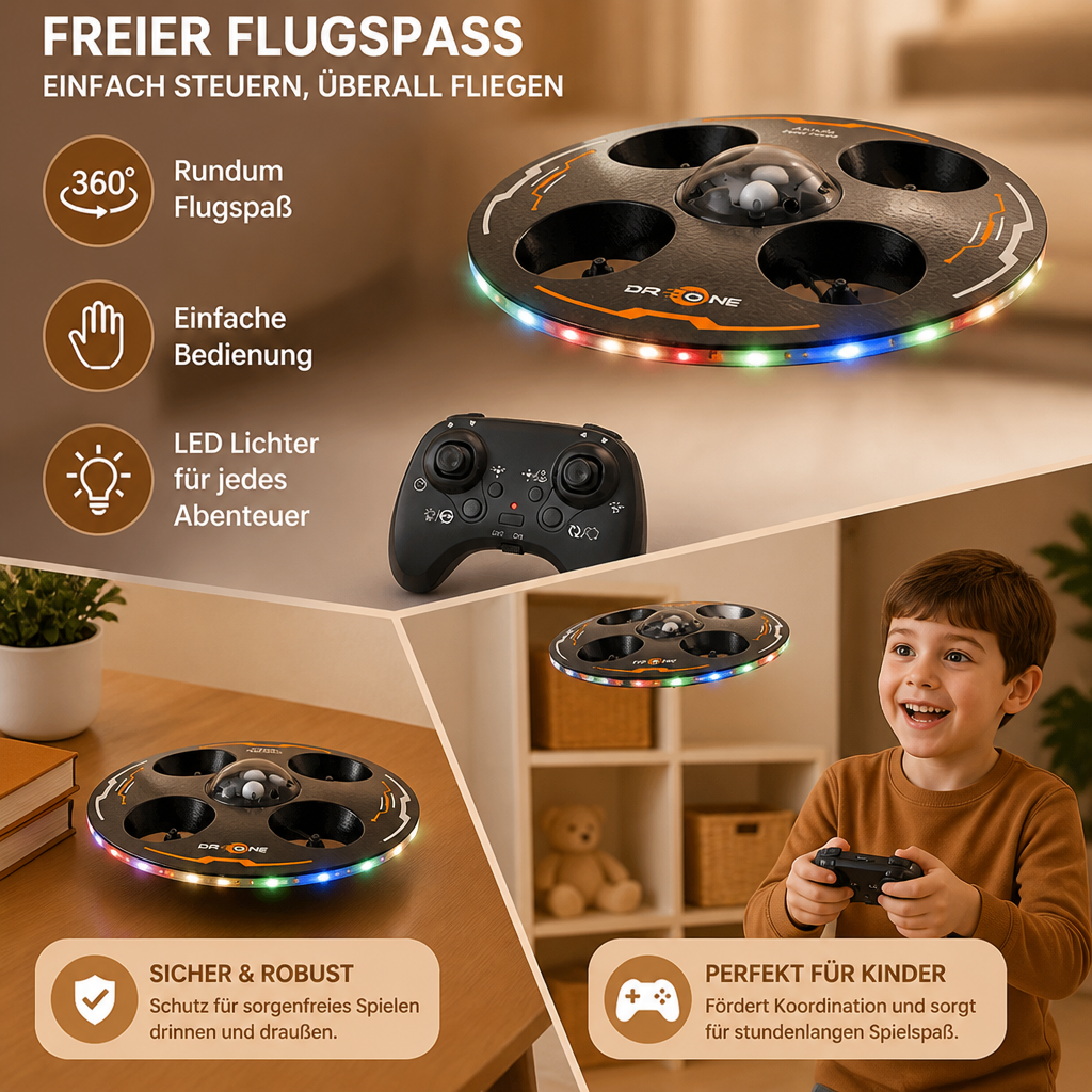 Ferngesteuerte LED-Fliegende-Untertasse-Drohne