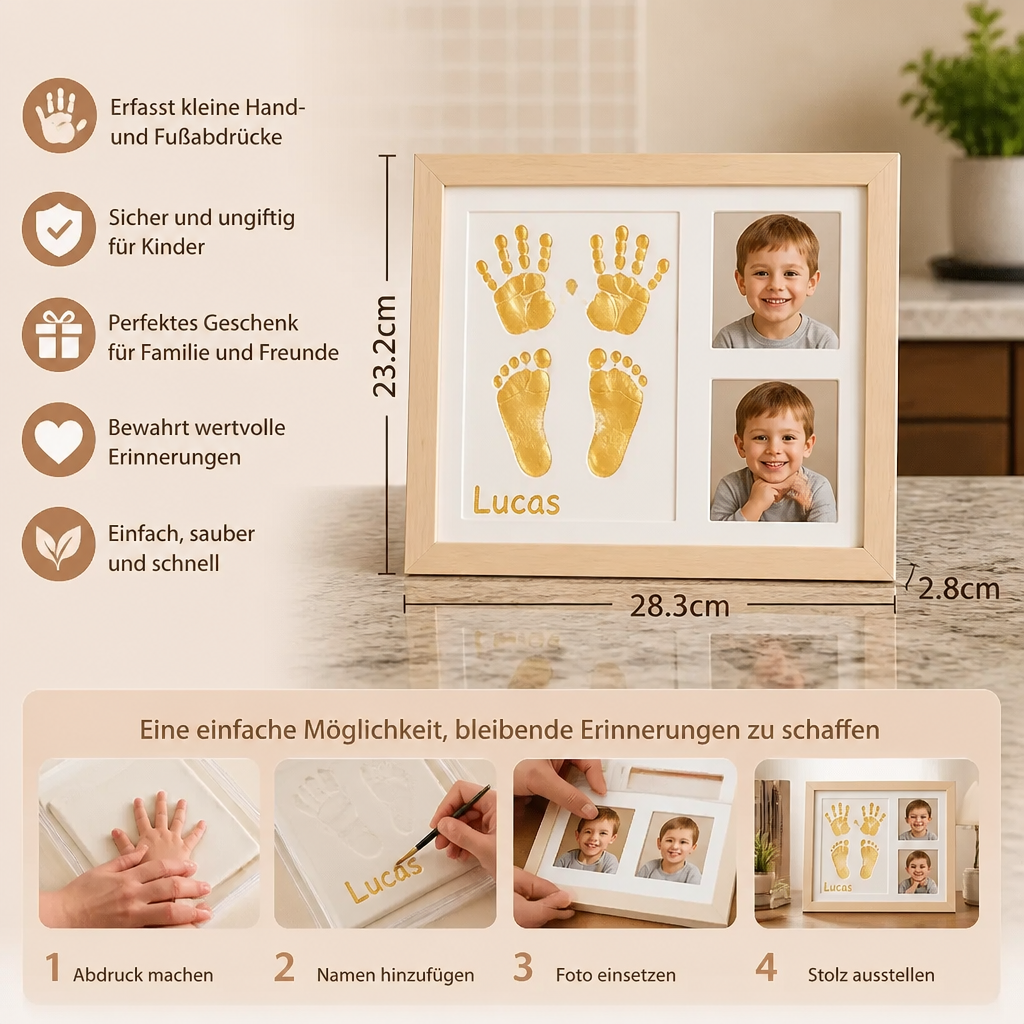 DIY-Handabdruck-Erinnerungsrahmen-Set für Kinder – Handabdruck & Fotodisplay