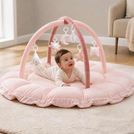 5-in-1 Plüsch-Baby-Spielbogen, Aktivitätsmatte & Bett mit Hängespielzeug