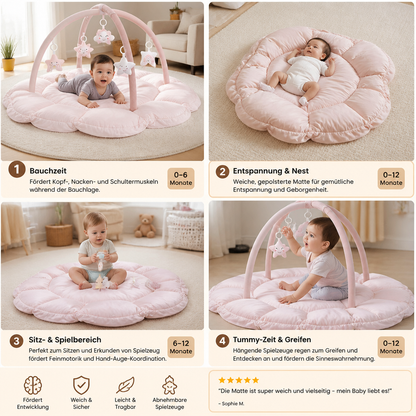 5-in-1 Plüsch-Baby-Spielbogen, Aktivitätsmatte & Bett mit Hängespielzeug