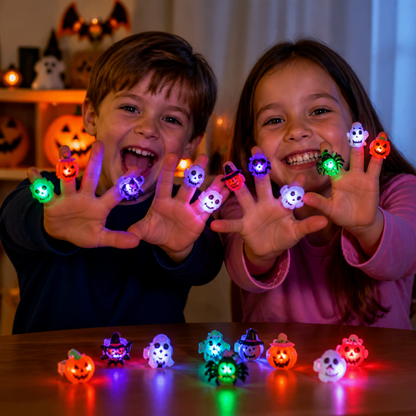 50er-Pack blinkende LED-Halloween-Ringe für Kinderpartys & Süßigkeitentüten