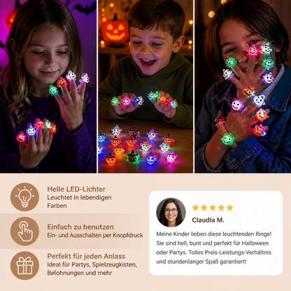 50er-Pack blinkende LED-Halloween-Ringe für Kinderpartys & Süßigkeitentüten
