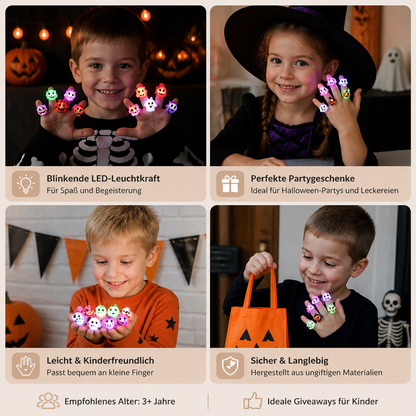 50er-Pack blinkende LED-Halloween-Ringe für Kinderpartys & Süßigkeitentüten