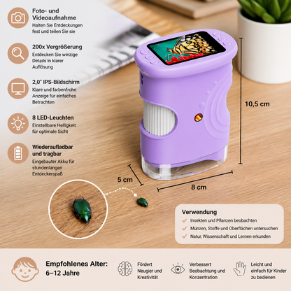2-in-1 Digitales Mikroskop & Teleskop für Kinder mit Foto- und Videokamera