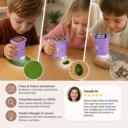 2-in-1 Digitales Mikroskop & Teleskop für Kinder mit Foto- und Videokamera