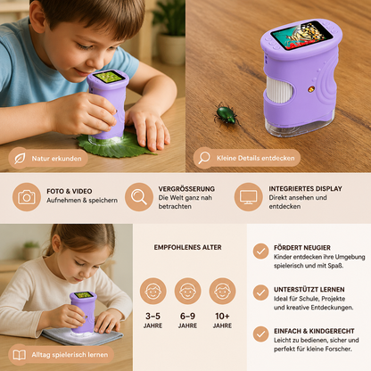 2-in-1 Digitales Mikroskop & Teleskop für Kinder mit Foto- und Videokamera