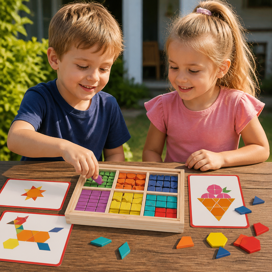 Magnetisches geometrisches Formenpuzzle aus Holz für Kinder