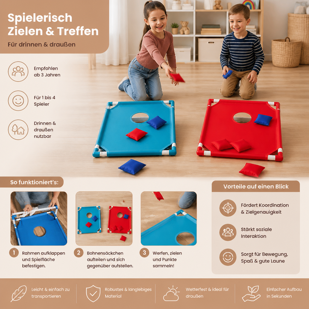 Zweifarbiges Bean-Bag-Wurfspiel für drinnen & draußen
