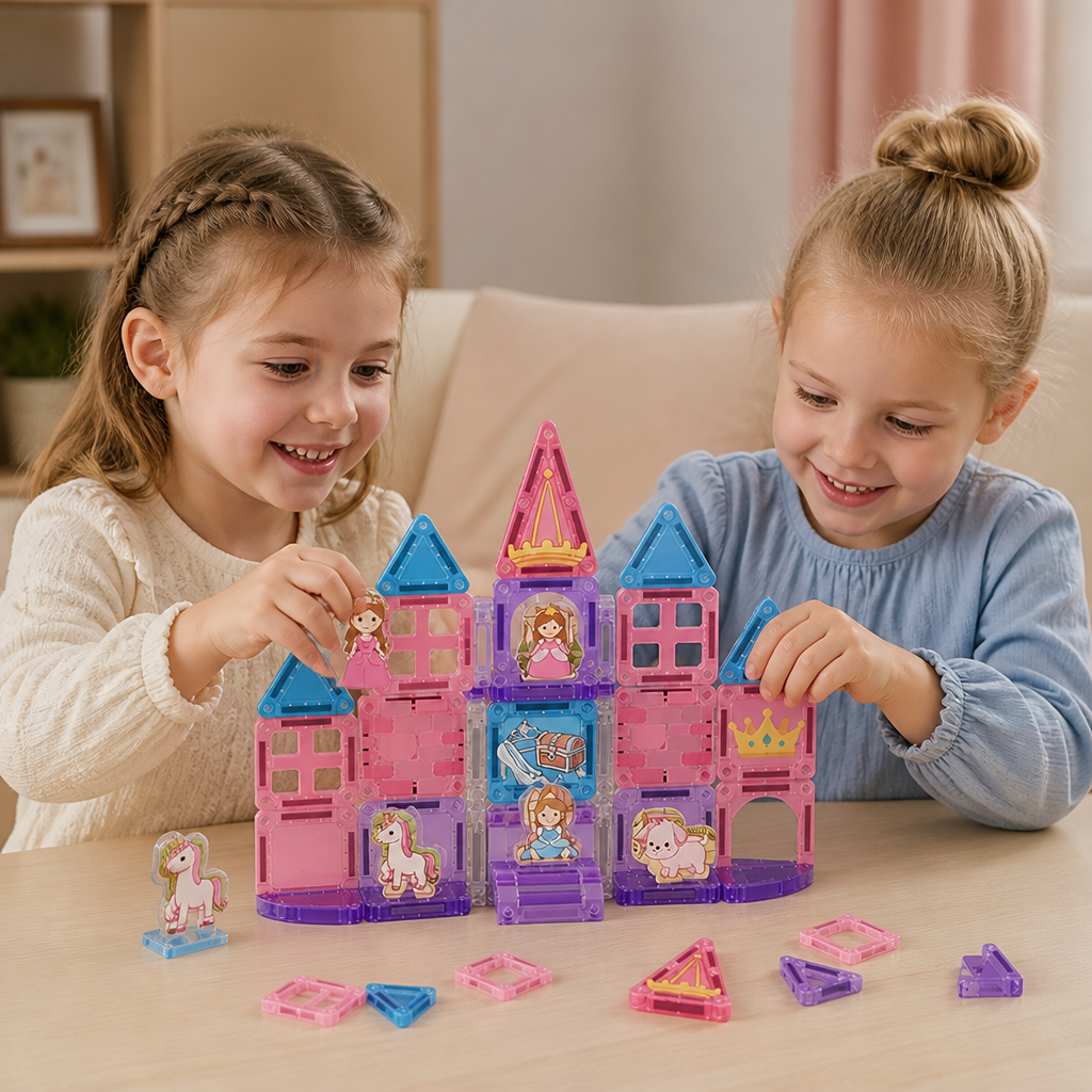 Prinzessinnenschloss-Reisespielset mit kompakter Metall-Aufbewahrungsbox
