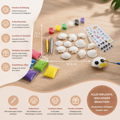 Glow-in-the-Dark Muschel-Malset – Leuchtendes DIY-Bastelset
