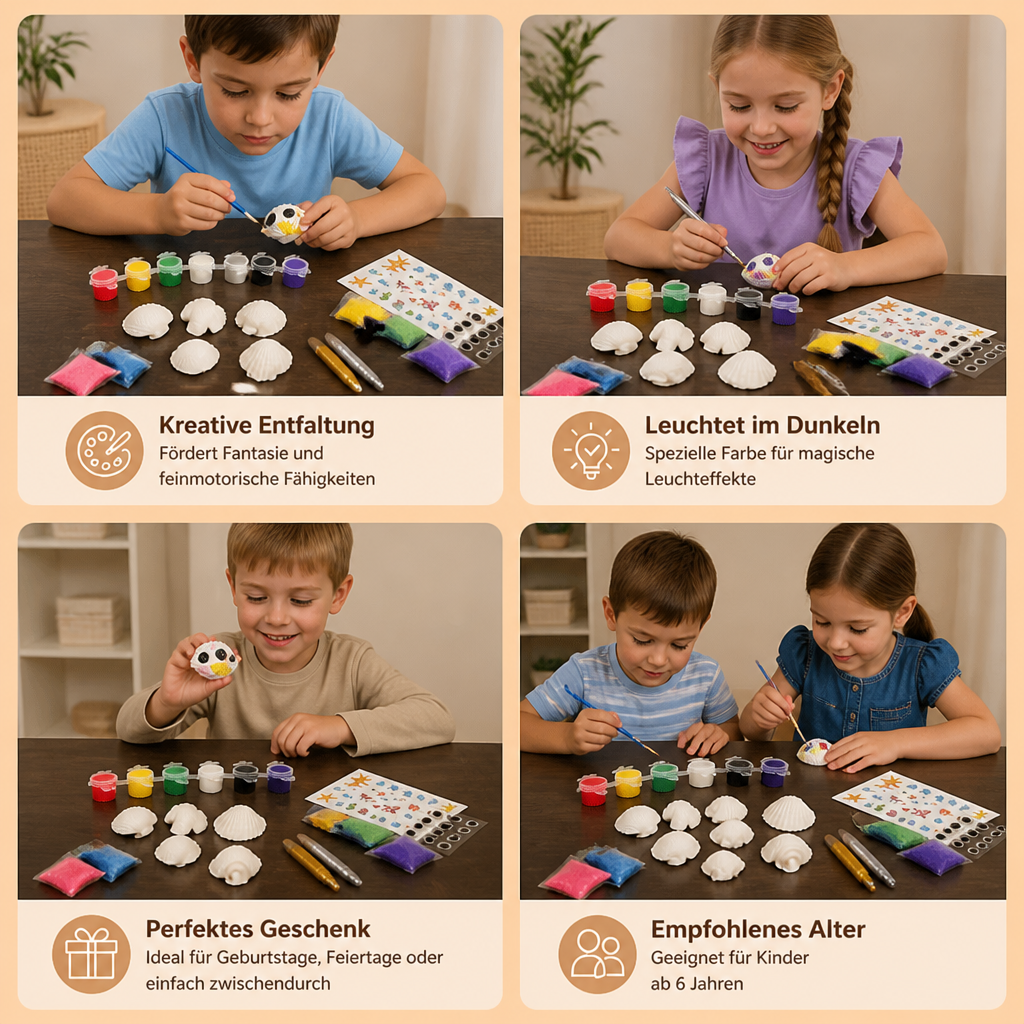Glow-in-the-Dark Muschel-Malset – Leuchtendes DIY-Bastelset