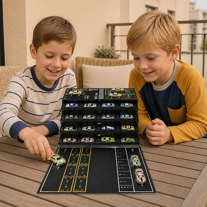 48-teiliges Mini-Druckguss-Rückziehauto-Set mit Aufbewahrungsbox