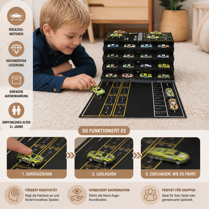 48-teiliges Mini-Druckguss-Rückziehauto-Set mit Aufbewahrungsbox