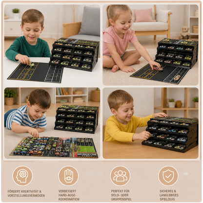 48-teiliges Mini-Druckguss-Rückziehauto-Set mit Aufbewahrungsbox