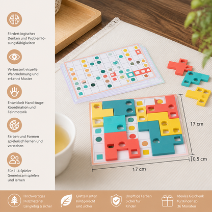 Montessori Holz-Formenpuzzle – Farben- & Logik-Denkspiel für Kinder