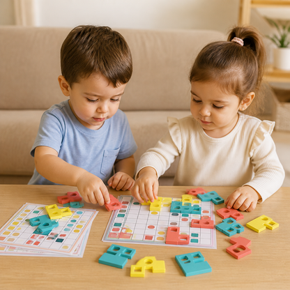 Montessori Holz-Formenpuzzle – Farben- & Logik-Denkspiel für Kinder