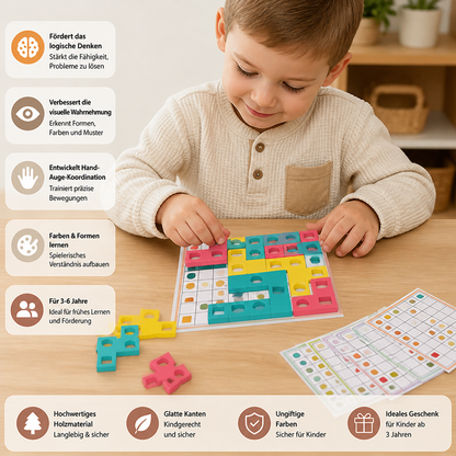 Montessori Holz-Formenpuzzle – Farben- & Logik-Denkspiel für Kinder