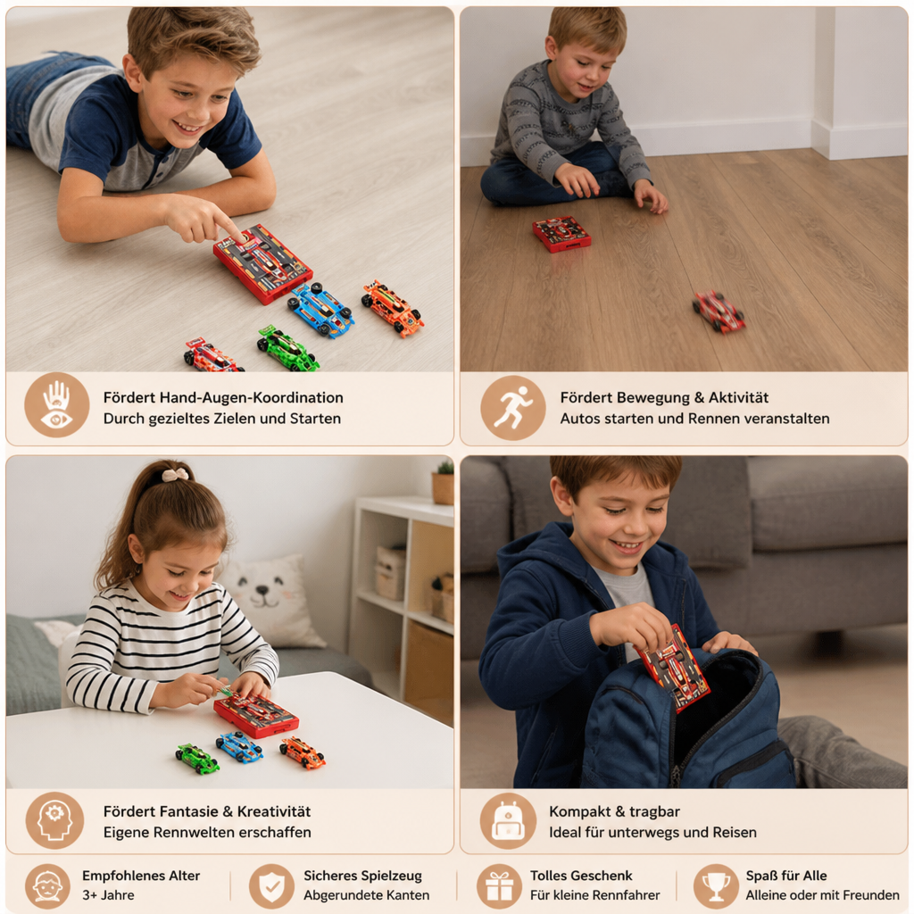Mini-Rennwagen-Katapult im Taschenformat