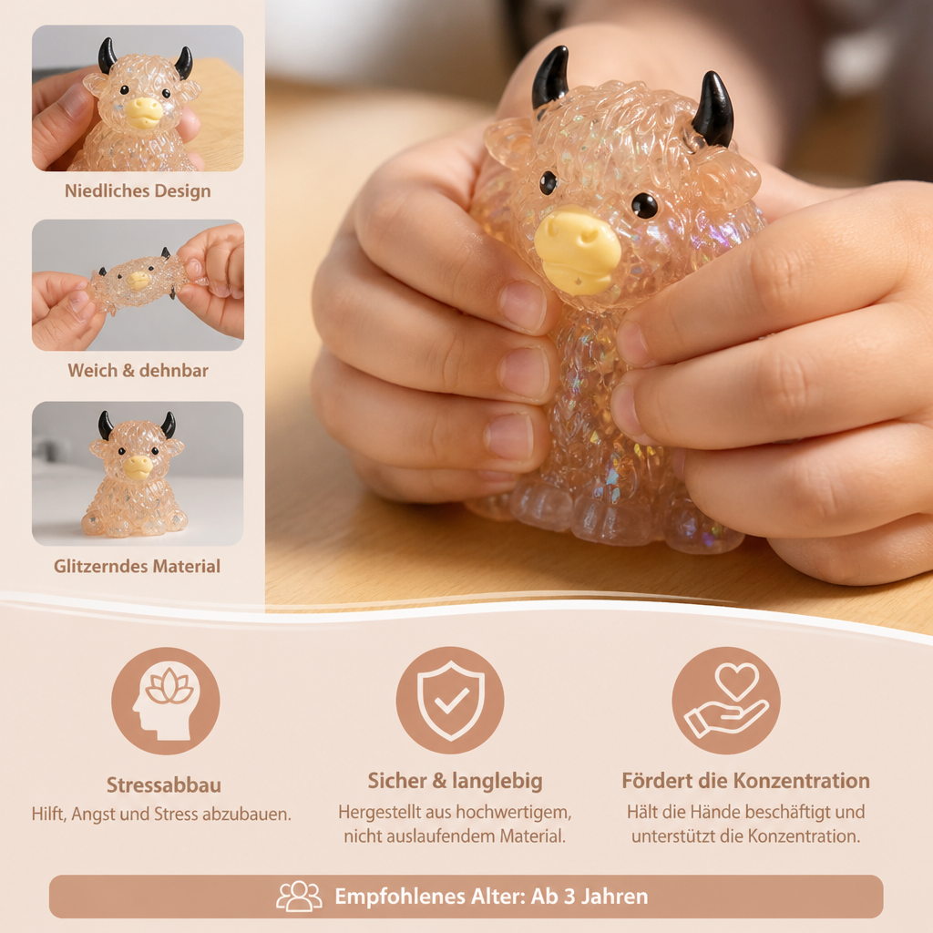 Mini-Highland-Rind-Squishy als Anti-Stress-Spielzeug