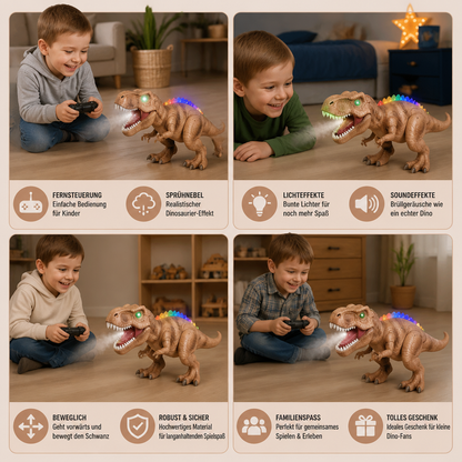Ferngesteuerter laufender T-Rex – RC-Dinosaurier mit Sprühnebel, Licht & Sound