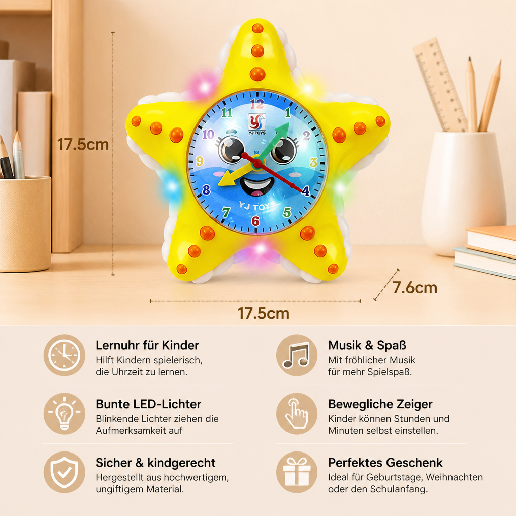 Seestern-Lernuhr – Interaktives Spielzeug zum Erlernen der Uhrzeit für Kinder