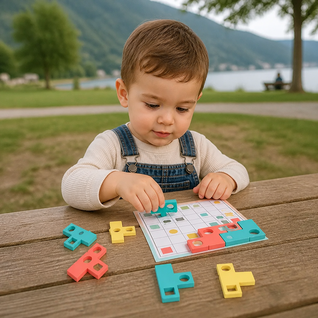 Montessori Holz-Formenpuzzle – Farben- & Logik-Denkspiel für Kinder