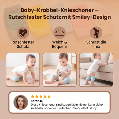 Baby-Krabbel-Knieschoner – Rutschfester Schutz mit Smiley-Design