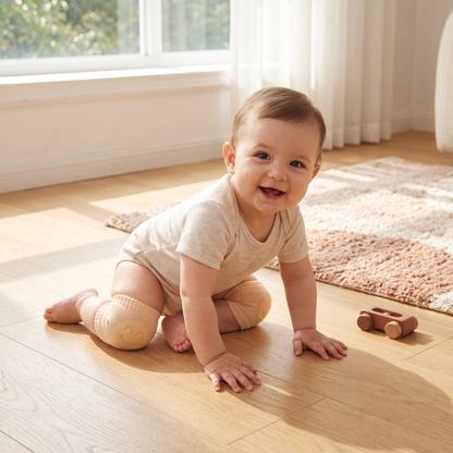Baby-Krabbel-Knieschoner – Rutschfester Schutz mit Smiley-Design