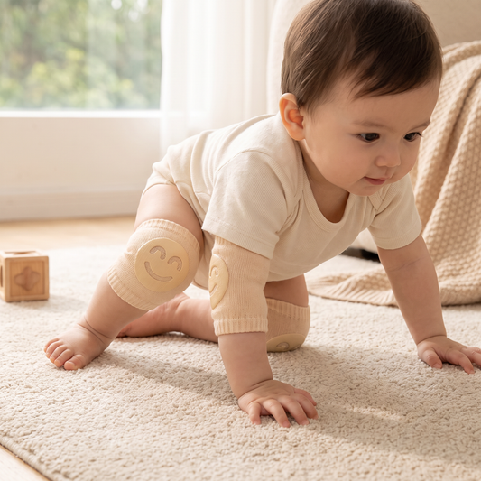 Baby-Krabbel-Knieschoner – Rutschfester Schutz mit Smiley-Design