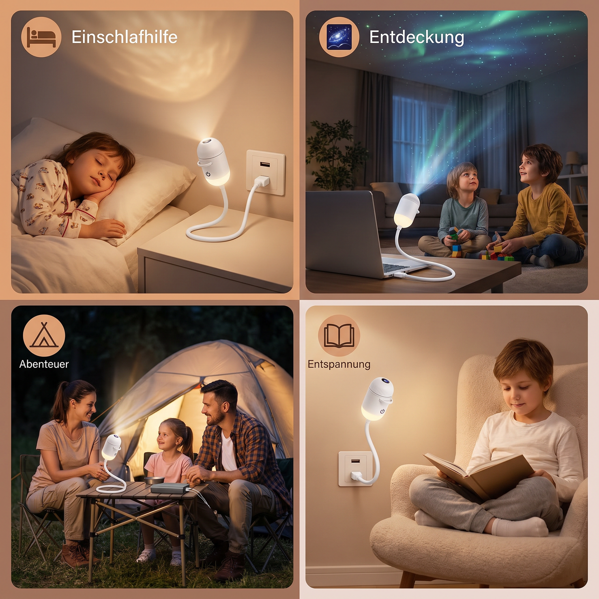 NightSky dimmbarer USB-Galaxieprojektor mit Sternen- & Auroraeffekten