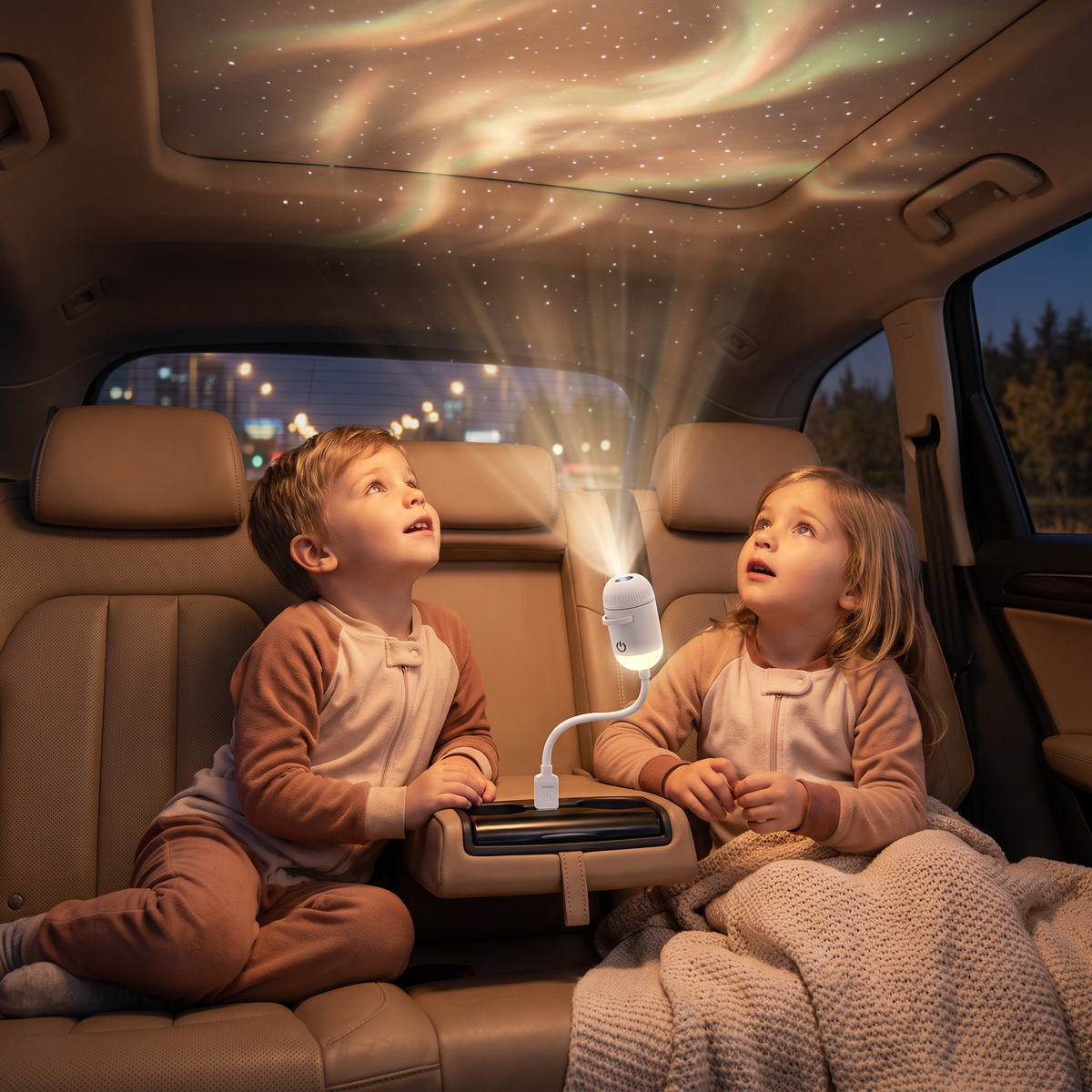 NightSky dimmbarer USB-Galaxieprojektor mit Sternen- & Auroraeffekten