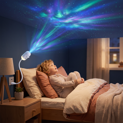 NightSky dimmbarer USB-Galaxieprojektor mit Sternen- & Auroraeffekten