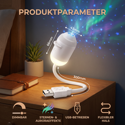 NightSky dimmbarer USB-Galaxieprojektor mit Sternen- & Auroraeffekten