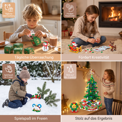 Weihnachtsbaum-Baustein-Adventskalender für Kinder