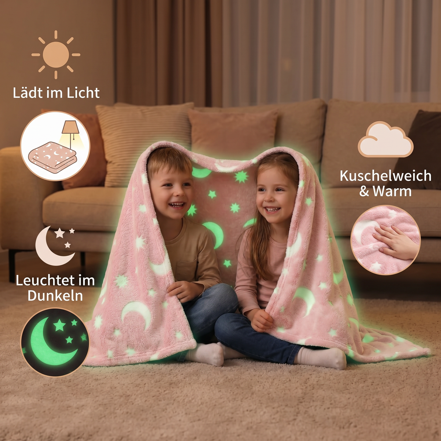Schimmernde Sternendecke – Leuchtende Kuscheldecke