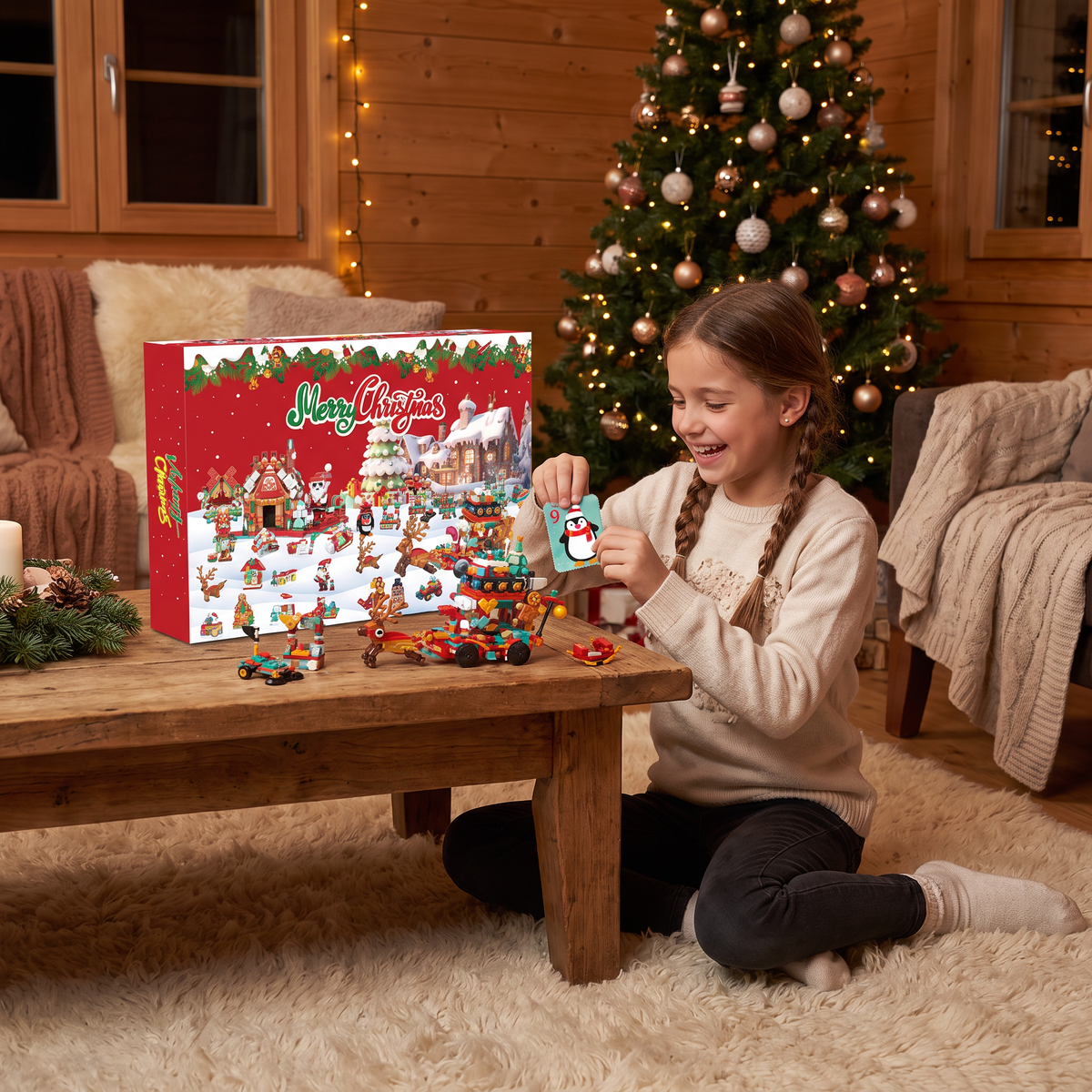 Weihnachtsdorf-Baustein-Adventskalender für Kinder