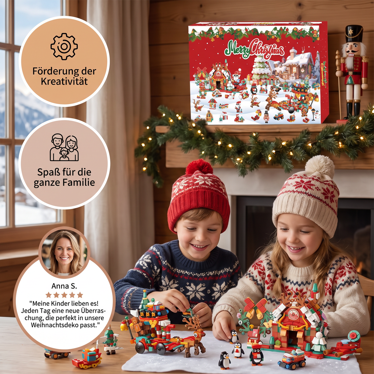 Weihnachtsdorf-Baustein-Adventskalender für Kinder