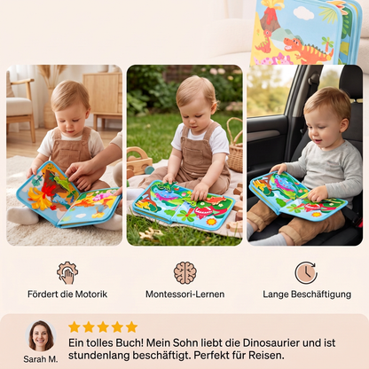 8-in-1 Montessori-Dinosaurier-Busy-Board-Aktivitätsbuch für Kleinkinder