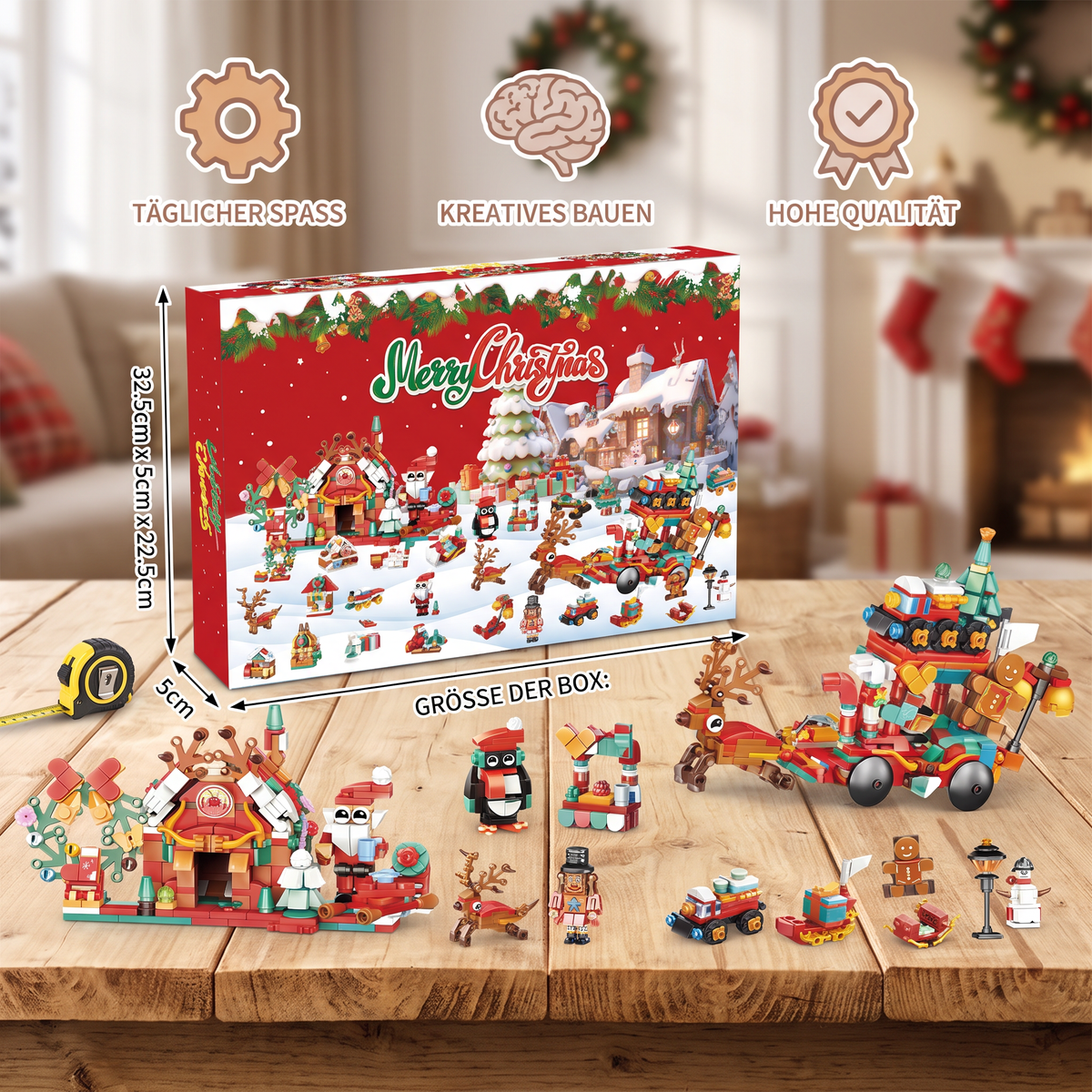 Weihnachtsdorf-Baustein-Adventskalender für Kinder