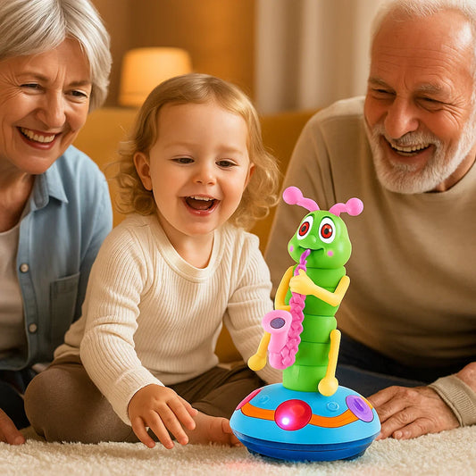 Musikalisches Krabbelspielzeug für Babys ⎜ Sich drehende Raupe mit Licht und Ton