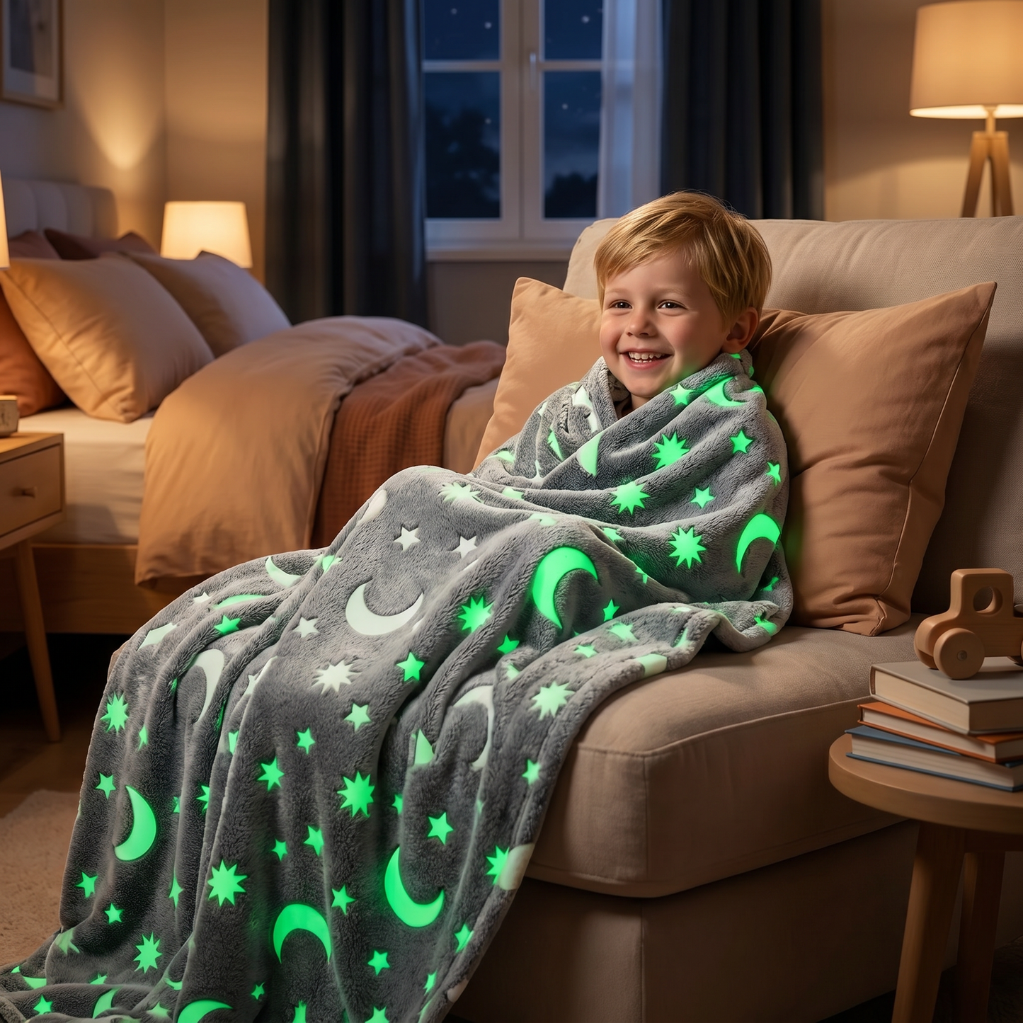 Schimmernde Sternendecke – Leuchtende Kuscheldecke