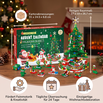 Weihnachtsbaum-Baustein-Adventskalender für Kinder