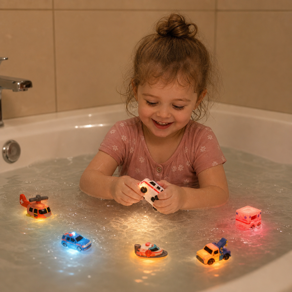 6er-Pack farbwechselnde Badespielzeuge mit Einsatzfahrzeugen für Babys & Kleinkinder