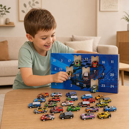 24-Tage-Rennauto-Adventskalender mit Überraschungs-Spielzeugautos