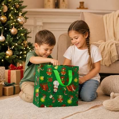 Wiederverwendbare Weihnachtsgeschenktaschen mit Griffen – Verschiedene Festliche Designs