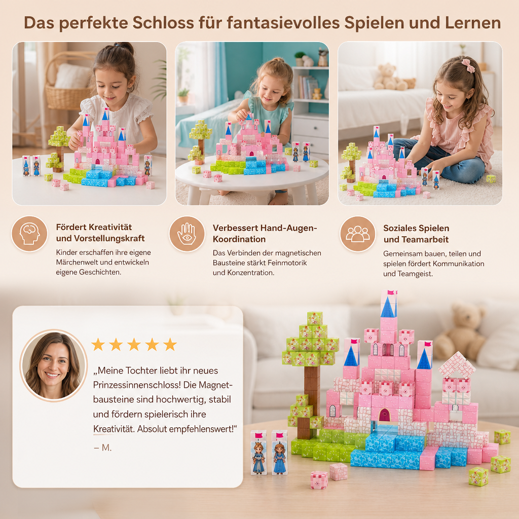 Montessori Prinzessinnen-Traumschloss-Magnetbausteinset