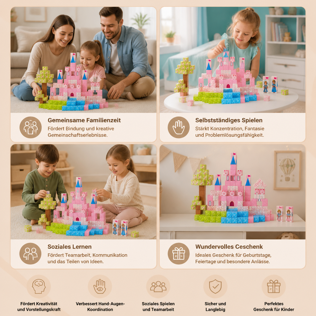Montessori Prinzessinnen-Traumschloss-Magnetbausteinset
