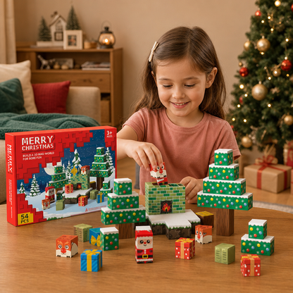 54-teiliges Weihnachts-Magnetbausteinset – Festliches MINT-Konstruktionsspielzeug