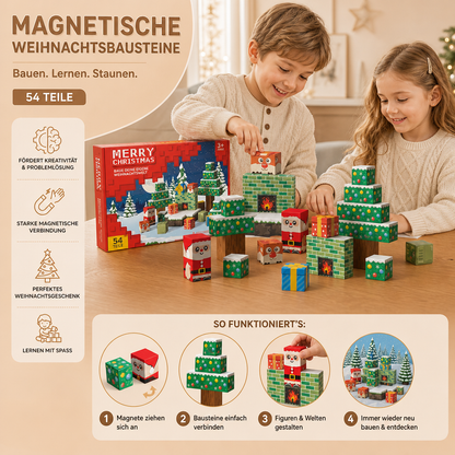54-teiliges Weihnachts-Magnetbausteinset – Festliches MINT-Konstruktionsspielzeug